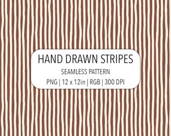Brown Vertical Stripe Seamless Pattern Hand Drawn Retro Pinstripe SVG PNG