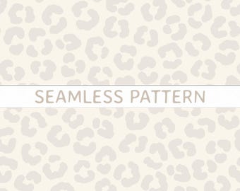 Padrão sem costura de leopardo-das-neves em tons pastel com fundo creme. Download PNG. Ideal para uso comercial. Tecido infantil para decoração de inverno.