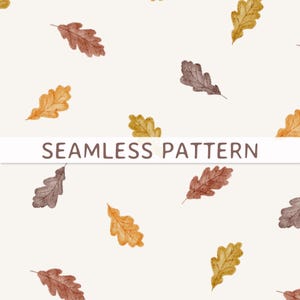 Nahtloses Musterdesign im Aquarellstil mit Eichenblatt-Cottagecore-Motiv, botanisches Herbstmuster, sich wiederholendes Muster, digitaler Download, druckbares digitales Papier, PNG-Datei