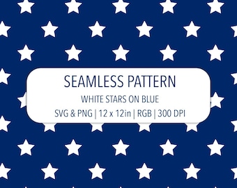 Étoiles blanches sur bleu marine motif transparent fichier PNG SVG USA patriotique 4 juillet fichier sublimation papier numérique jour de l'indépendance liberté