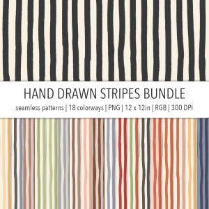 Handgetekende verticale strepen naadloos patroon png-bestand bundel 18 kleuren stof print organische textuur behang digitaal papier scrapbooking