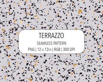 Black Gold Gray Terrazzo Seamless Pattern NG File Modern Minimalist Digital Paper Scrapbooking
