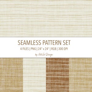 Hand Drawn Stripes Seamless Pattern Set PNG File Loose Organic Lines On Earth Tone Linen Texture Fabric Print Wallpaper Commercial License