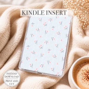 Country Floral Kindle Insert Printable Kindle Paperwhite Insert Kindle Basic Insert Blue Stripe Floral Kindle Cover Kindle Girlie BookTok