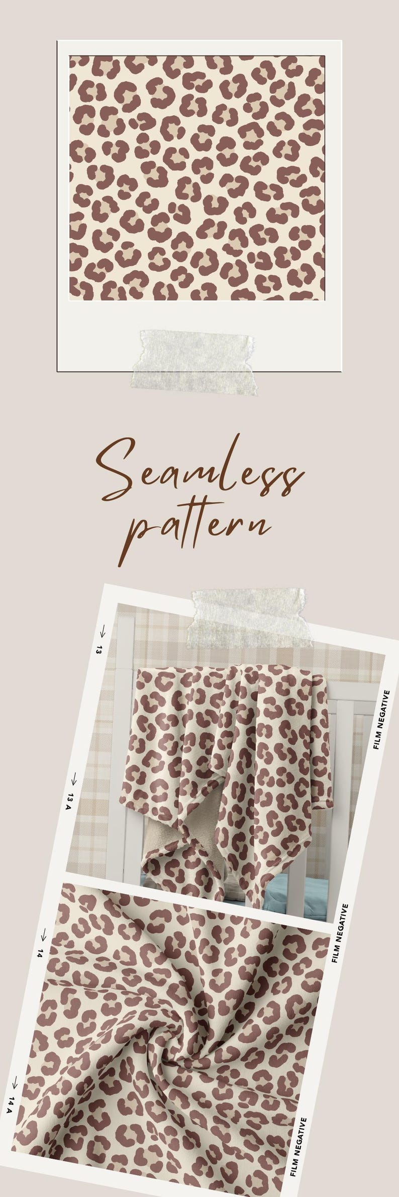 Muted brown leopard print on cream background