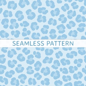 Pastel Blue Cheetah Print Seamless Pattern SVG PNG File Hand Drawn Leopard Print Fabric Print For Kids Soft Blue Baby Boy Nursery Decor