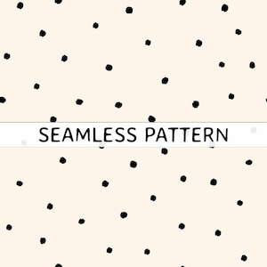 Black And White Polka Dot Seamless Pattern SVG PNG File Hand Drawn Cute Dot Toss Fabric Print Playful Minimalist Background Digital Paper