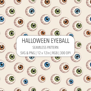 Spooky Eyeball Seamless Pattern SVG PNG File Halloween Eye Digital Paper Scary Decor Printable Sublimation Paper