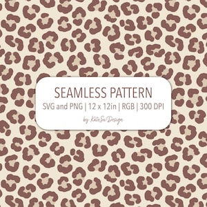 File SVG con motivo senza cuciture con stampa di ghepardo, file PNG con stampa leopardata beige e marrone, stampa su tessuto per bambini, carta digitale con stampa animalier