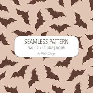 Cute Halloween Bat Seamless Pattern PNG File Hand-Drawn Bat Toss Fabric Print Fall Wallpaper Sublimation Digital Paper Commercial License