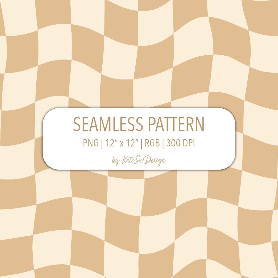 Retro Wavy Checkered Seamless Pattern PNG File Neutral Beige Fabric ...