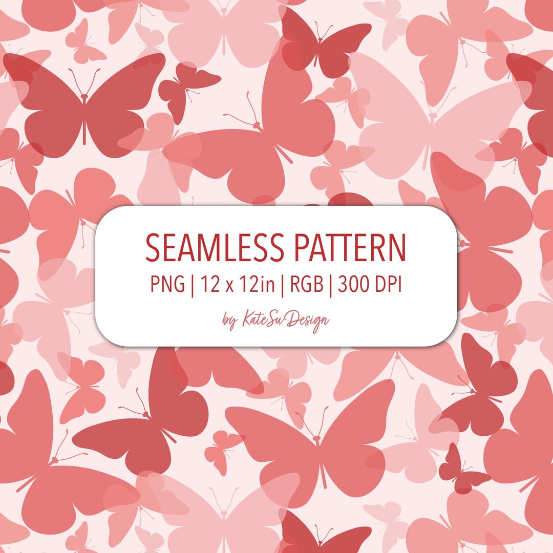 Pink Butterfly Seamless Pattern PNG File Cutr Girly Pink Red Butterfly ...