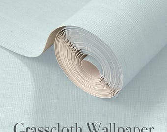 Light Blue Real Grasscloth Wallpaper Roll Woven Texture Interior Wallpaper Minimalist Wall Natural Sisal Grass Cloth Wallcovering