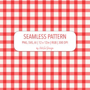Red Gingham Pattern Rustic Farmhouse Seamless Pattern SVG PNG File Retro Tablecloth Fabric Print Digital Paper Scrapbooking Plaid
