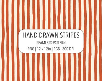 Terracotta Red Stripes Seamless Pattern Hand Drawn Vertical Pinstripe SVG PNG