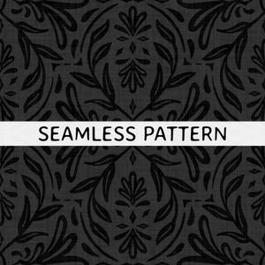 Black Grey Damask Dark Academia Seamless Pattern PNG File Vintage Baroque Digital Paper Dark Moody Fabric Print