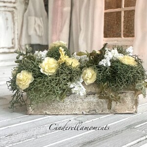 Large Shabby Chic Pastel Yellow Roses in Aged Container - Etsy