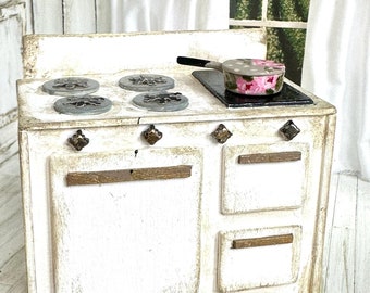 1/12 Handmade Vintage Style White Oven Stove Range