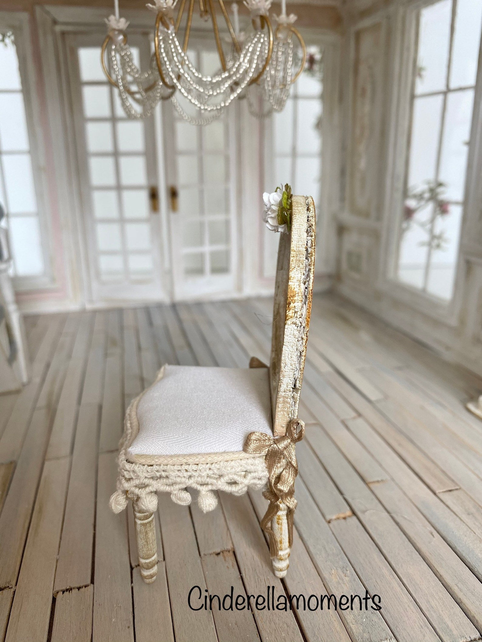 Miniature Shabby Chic Accent Chair with Roses Etsy