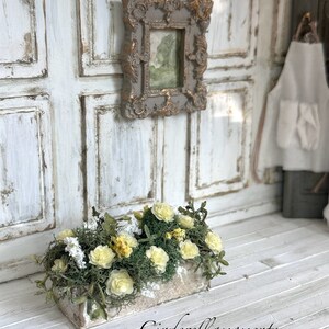Large Shabby Chic Pastel Yellow Roses in Aged Container - Etsy