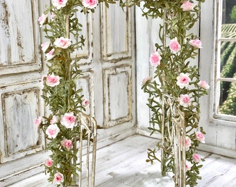 Shabby Chic Dress Trellis Gate Covered in Pink Roses