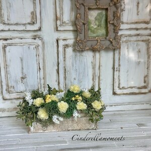 Large Shabby Chic Pastel Yellow Roses in Aged Container - Etsy