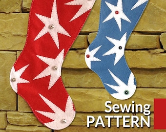 Funky Star Christmas Stocking Sewing Pattern: DIY Felt Decor (PDF Pattern)
