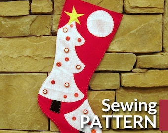 Extra Large Christmas Stocking Sewing Pattern: Tree Design (PDF Pattern)