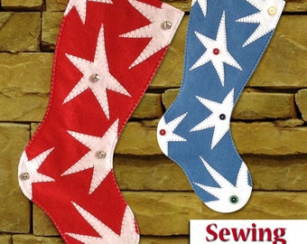 Funky Star Christmas Stocking Pattern | PDF sewing pattern | Do it yourself Tutorial | 2 sizes included | Instant download