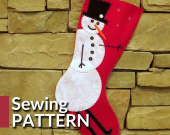 Extra Large Snowman Christmas Stocking Pattern | PDF sewing pattern | Do it yourself Tutorial | Almost 2 feet long | Instant download