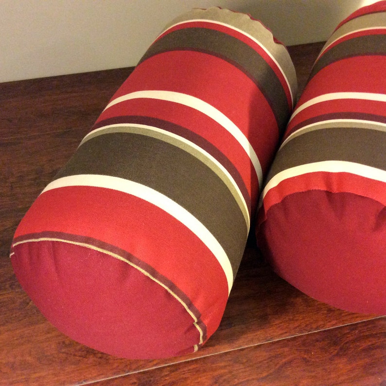 Indoor Outdoor Bolster Pillows Red And Brown Outdoor Patio Etsy