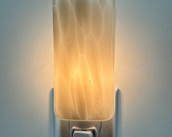 Glass Night Light - White and Gray Cloudy Kitchen Bedroom or Bathroom Light, Handmade, Housewarming Gift, Lighting, Room Decor, Gift Idea