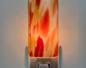 Glass Night Light - Cloudy Amber Mixed Kitchen Bedroom or Bathroom Lighting, Handmade, Home Decor, Gift Idea, Housewarming Gift