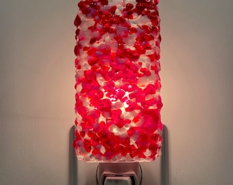Night Light - Red and White Kitchen Bedroom or Bathroom Night Light, Handmade Home Decor, Lighting, Housewarming, Unique Gift Idea