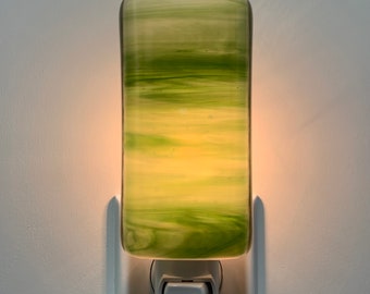 Glass Night Light - Green Streaky Kitchen Bedroom or Bathroom Night Light, Handmade, Home Decor, Lighting, Unique Gift Idea, Housewarming
