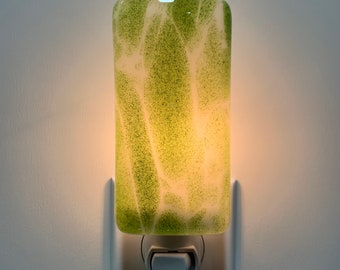 Night Light - Green and White Sparkle Kitchen Bedroom or Bathroom Light, Handmade Gift, Home Decor, Gift Idea, Housewarming Gift