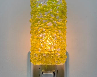 Night Light - Bright Yellow Kitchen Bedroom or Bathroom Night Light, Fused Glass, Home Decor, Housewarming Gift, Lighting, Plug In, Handmade