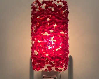 Glass Night Light - Ruby Red Fused Glass Kitchen, Bedroom or Bathroom Lighting, Housewarming Gift, Handmade, Home Decor