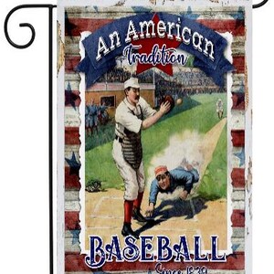 Vecchia bandiera da giardino con carta da baseball #G2422