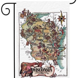 Wisconsin Liozu Mappa Giardino Bandiera #G2092