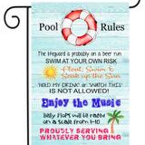 Pool Rules Garden Flag #G1956