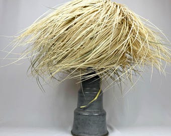 Marokkanische Palmblatt-Tischlampe – Handgefertigter Doum-Lampenschirm & Keramiksockel – Natürliche Boho-Beleuchtung