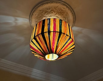 Luminárias pendentes de ráfia multicoloridas, luminárias pendentes de ráfia, lustre de palha, luminária pendente para bar