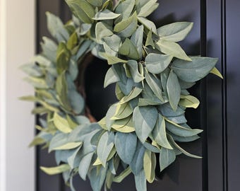 Eucalyptus Wreath, Sage Green Farmhouse Decor, Front Door Wreath