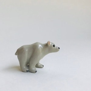 Bear Figure, polar bear, ceramic bear, miniature bear, bear figure, white, ceramic animal, mini, little, winter, snow, cartoon, figurine