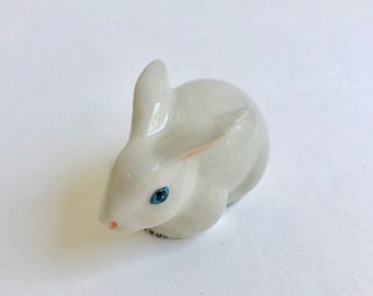 White Rabbit Figure, ceramic rabbit, bunny figure, miniature rabbit, bunny figurine, white, hare, ceramic animal, mini, little, iammie