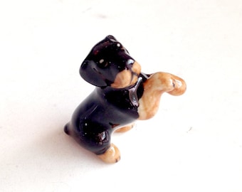 Dog figure, Rottweiler, Black Brown Ceramic Dog Figure, ceramic figure, animal figure, dog figurine, animal figurine, decoration, decor