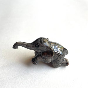 Miniature Elephant, ceramic elephant, ceramic animal, miniature animal, grey, gray, elephant figurine, mini, little, tiny, elephant figure