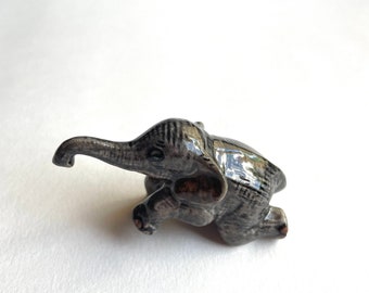 Miniature Elephant, ceramic elephant, ceramic animal, miniature animal, grey, gray, elephant figurine, mini, little, tiny, elephant figure