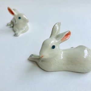 White Rabbit Figure, ceramic rabbit, bunny figure, miniature rabbit, bunny figurine, white, hare, ceramic animal, mini, little, decor